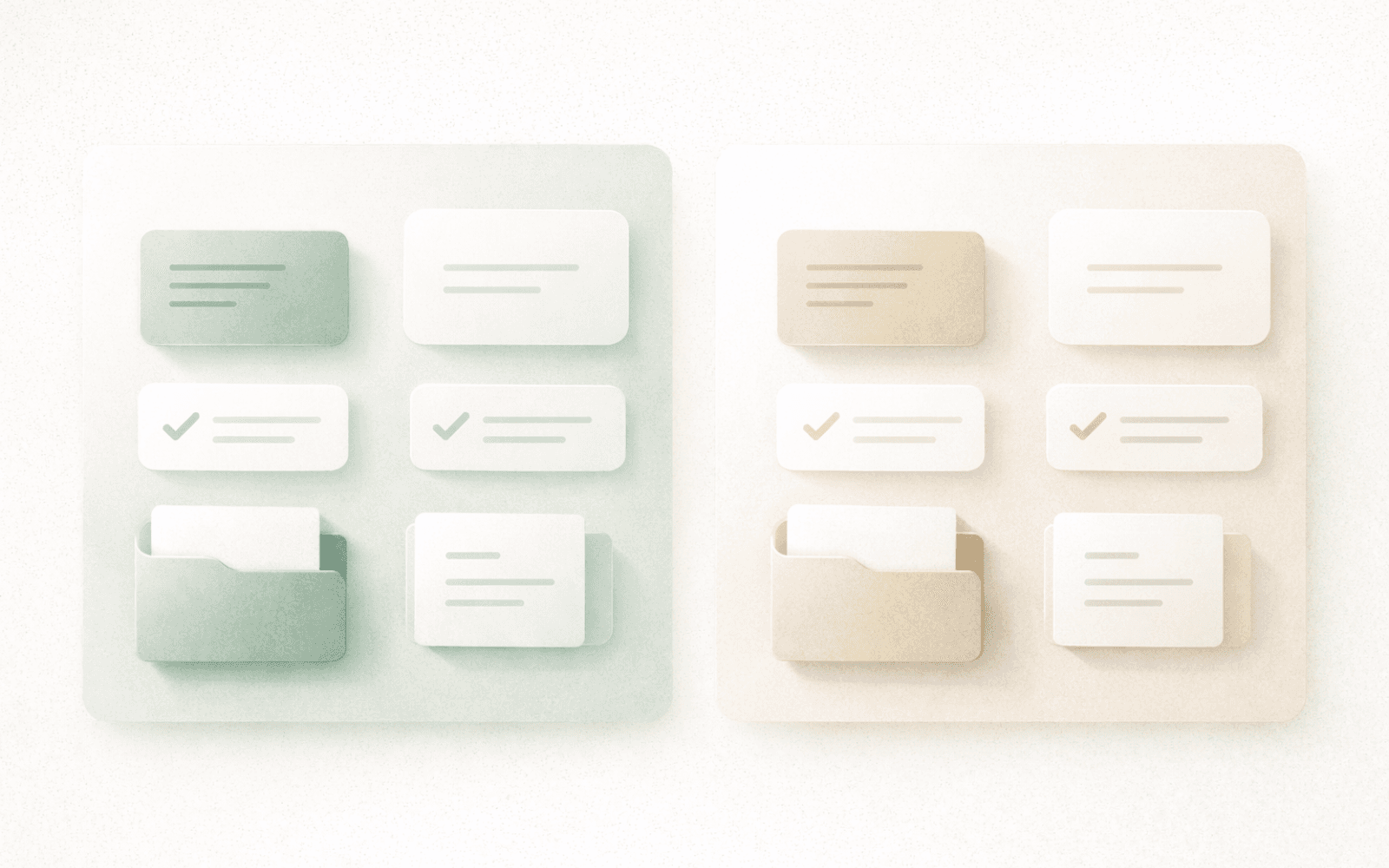 Two panels showing a tenant view and a landlord view side by side.